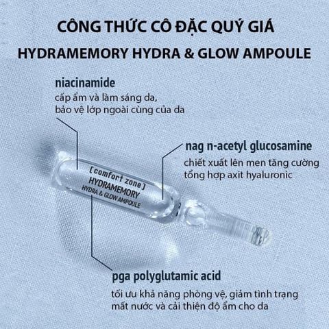 HYDRAMEMORY HYDRA & GLOW AMPOULE - Tinh chất cấp ẩm và làm sáng da