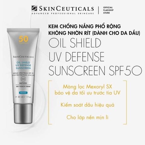 Kem Chống Nắng Phổ Rộng Kiềm Dầu Skinceuticals Oil Shield Uv Defense Sunscreen Spf 50 30ml