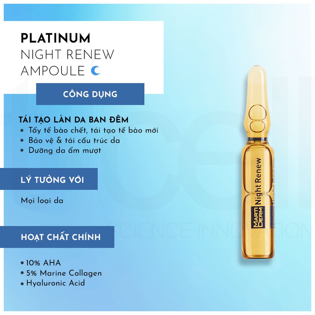 Ampoule Chống Lão Hoá & Tái Tạo Da Ban Đêm - MartiDerm Platinum Night Renew Ampoule 30amp