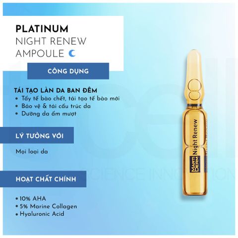 Ampoule Chống Lão Hoá & Tái Tạo Da Ban Đêm - MartiDerm Platinum Night Renew Ampoule 30amp