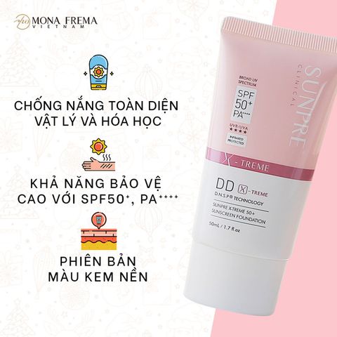 Kem Chống Nắng Monafrema SUNPRE DD X-Treme 50+ Sunscreen Foundation 50ML