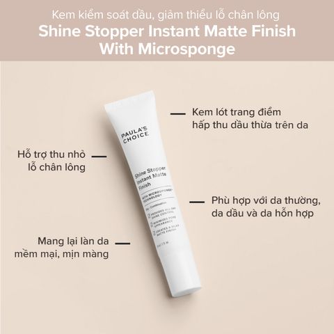 Kem Lót Kiềm Dầu Paula's Choice Shine Stopper Instant Matte Finish With Microsponge® Technology