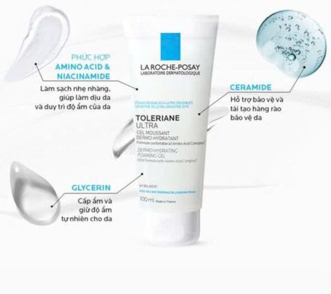 Gel rửa mặt làm sạch, dưỡng ẩm không gây khô da Laroche Posay Toleriane Ultra Dermo-Hydrating Foaming Gel