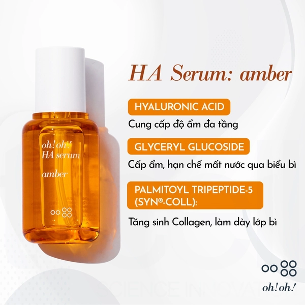 oh!oh! HA & Proteoglycans Amber Serum - Tinh Chất Dưỡng Ẩm, Phục Hồi & Trẻ Hóa Da