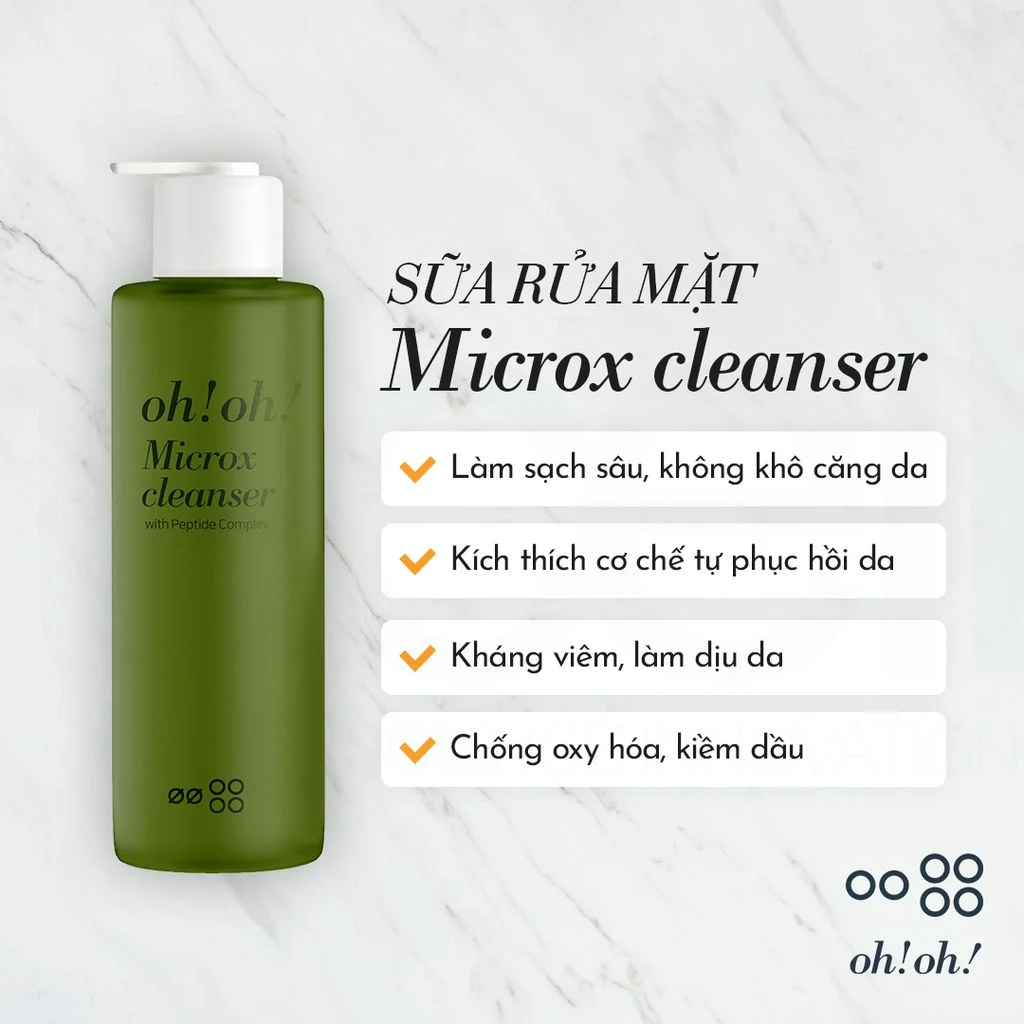 oh!oh! Microx Cleanser - Sữa Rửa Mặt Detox Làm Sạch Sâu Cho Mọi Loại Da