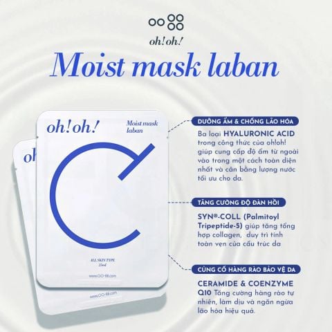 oh!oh! Moist mask : laban - Mặt Nạ Ceramide Phục Hồi Da (25ml x 10 miếng)