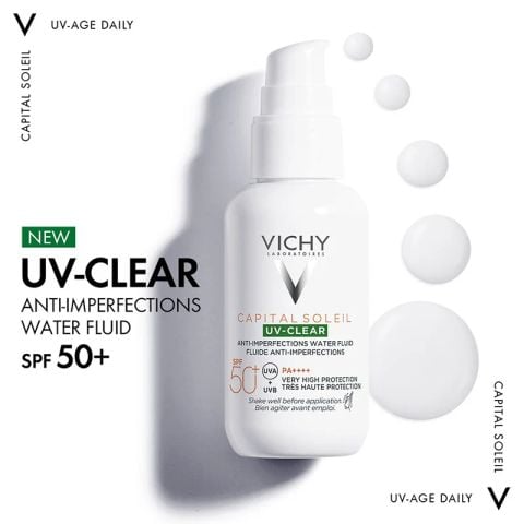 Kem Chống Nắng Vichy Capital Soleil UV-Clear Anti-Imperfections Water Fluid SPF50+ PA++++