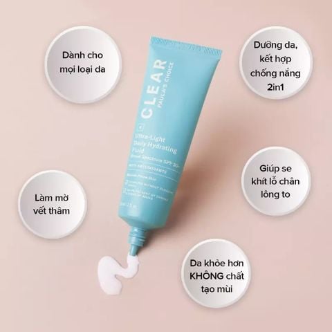 Kem Chống Nắng Dạng Sữa Cho Da Mụn Paula's Choice Clear Ultra-Light Daily Hydrating Fluid Spf 30