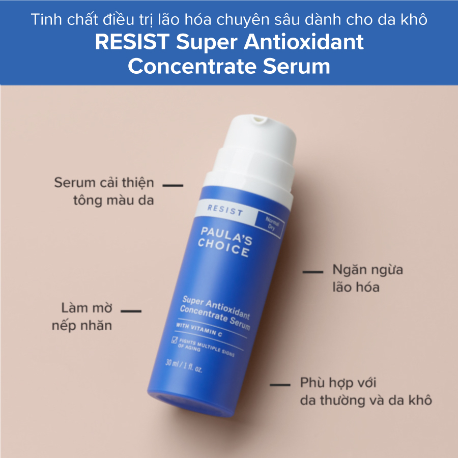 Tinh Chất Ngăn Ngừa Lão Hóa Chuyên Sâu Cho Da Khô Paula's Choice Resist Super Antioxidant Concentrate Serum