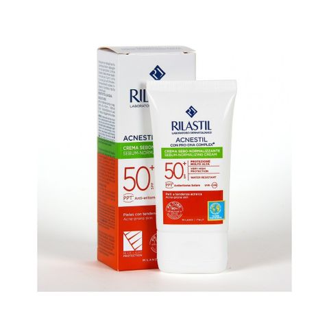 Kem Chống Nắng Kiểm Soát Nhờn Dành Cho Da Mụn Rilastil Acnestil Sebum-Normalizing Cream Spf 50+ 40Ml