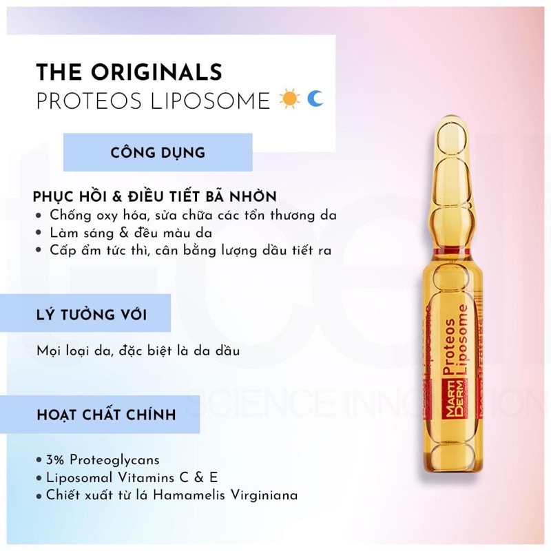 Ampoule Chống Oxy Hoá, Phục Hồi, Điều Tiết Bã Nhờn - MartiDerm The Originals Proteos Liposome 30amp