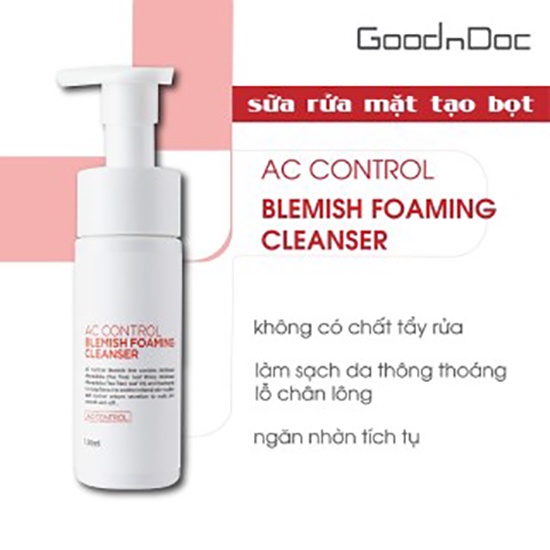 Sữa rửa mặt dành cho mọi loại da Goodndoc AC Control Blemish Foaming Cleanser