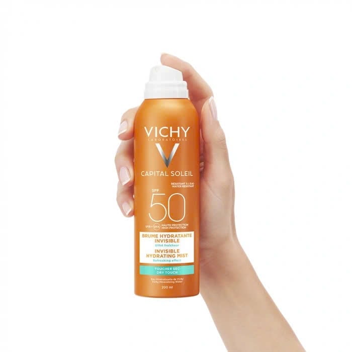 VICHY IDEAL CAPITAL SOLEIL SPF50 UVB+UVA INVISIBLE HYDRATING MIST - CHAI XỊT CHỐNG NẮNG DẠNG PHUN SƯƠNG LÂU TRÔI SPF50, CHỐNG TIA UVB+UVA