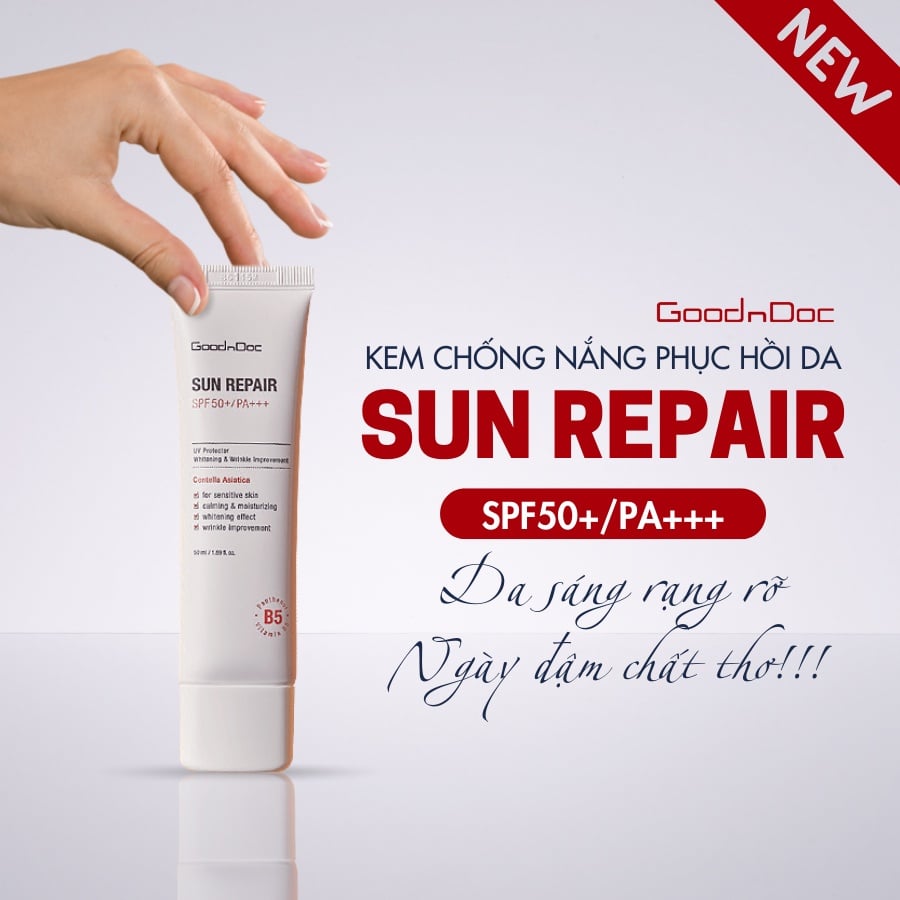 Kem Chống Nắng GoodnDoc Sun Repair SPF50/PA+++ 50ml - Dưỡng Ẩm, Phục Hồi Da