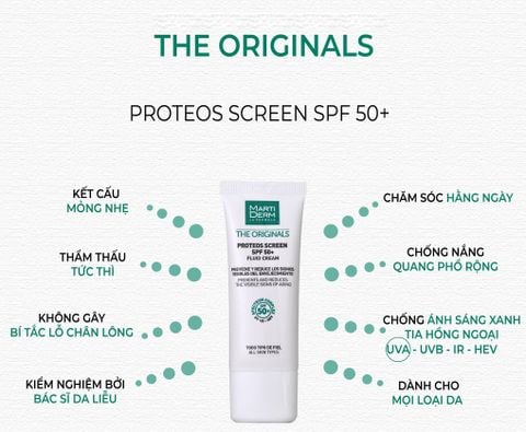 Kem Chống Nắng MartiDerm Ngừa Nám The Originals Proteos Screen SPF50+ Fluid Cream