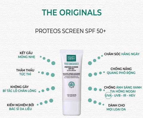 Kem Chống Nắng MartiDerm Ngừa Nám The Originals Proteos Screen SPF50+ Fluid Cream