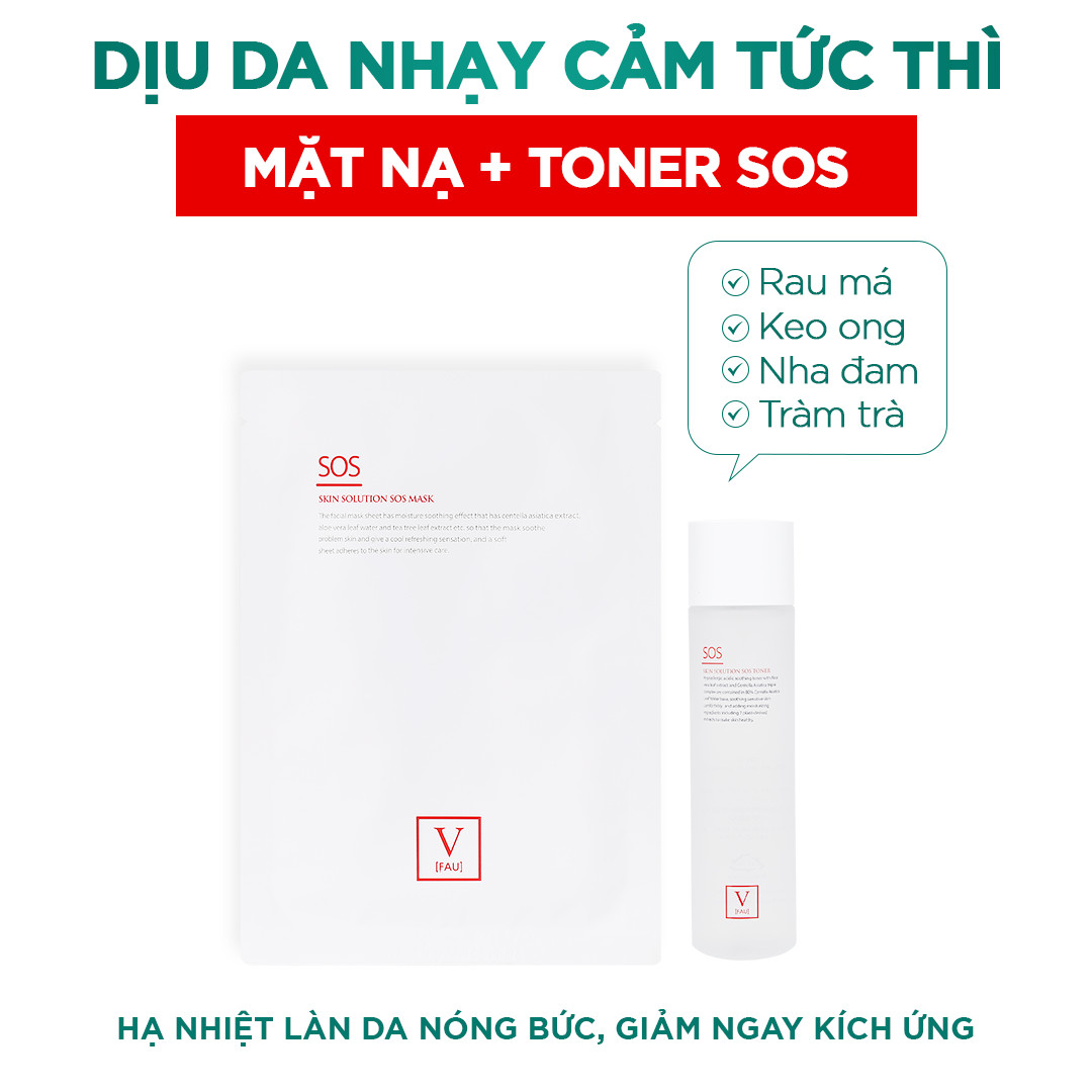 Combo nước cân bằng và mặt nạ dịu da nhạy cảm tức thì COMBO SOS Toner & SOS Mask