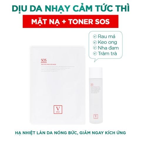 Combo nước cân bằng và mặt nạ dịu da nhạy cảm tức thì COMBO SOS Toner & SOS Mask