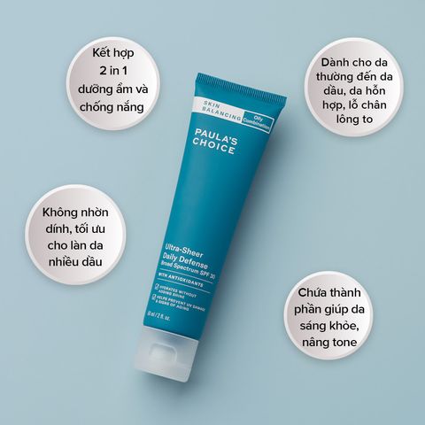 Kem Chống Nắng Cân Bằng Tiết Dầu Thừa Paula's Choice Skin Balancing Ultra-Sheer Daily Defense Broad Spectrum Spf 30