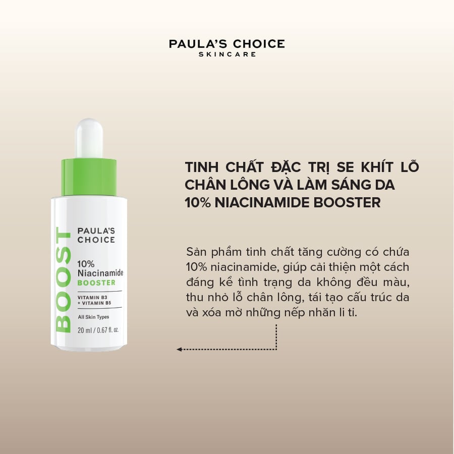 Tinh Chất Paula’s Choice Sáng Da, Giúp Se Lỗ Chân Lông Resist 10% Niacinamide Booster 20ml