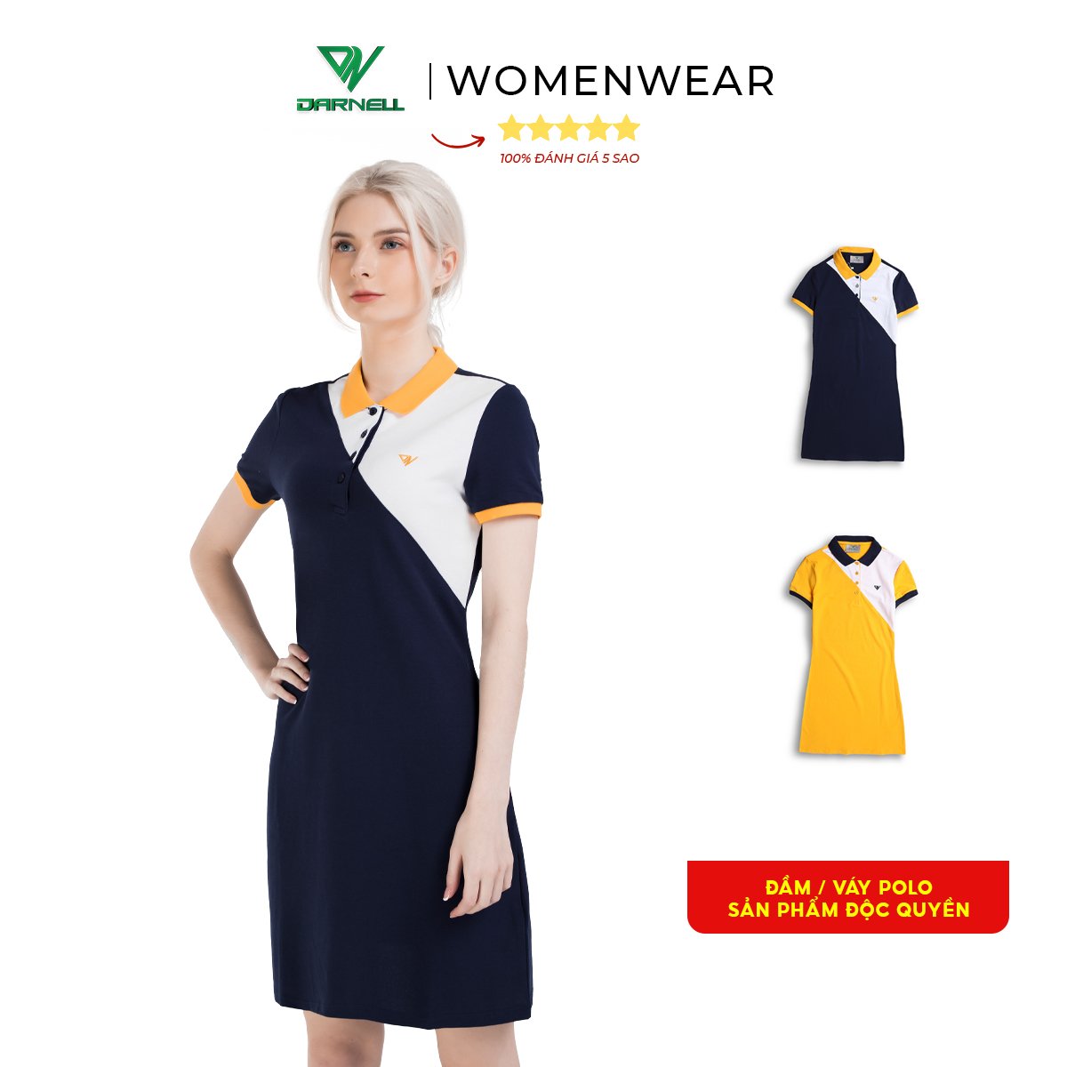 Váy polo nữ DARNELL kẻ ngực V03