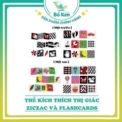 Bộ thẻ kích thích thị giác cho trẻ sơ sinh phát triển toàn diện - Lalala baby [dạng đứng ZIG ZAC và FLASHCARDS ]