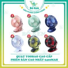 Quạt Tích Điện Mini Chân Kẹp YOOBAO Cao Cấp [Phiên Bản Cao nhất 6400Mah]