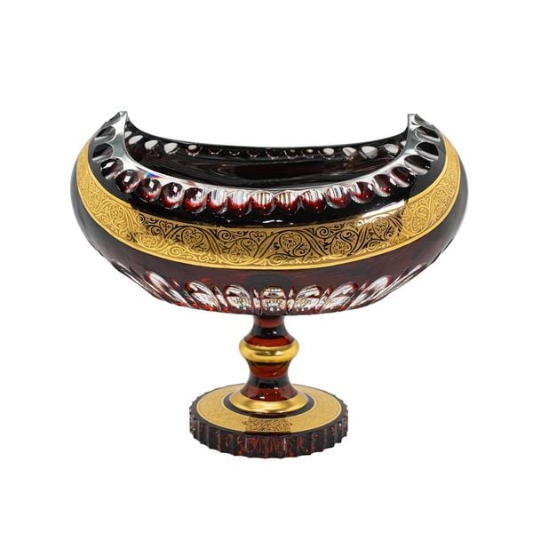  Chân bồng pha lê khảm vàng Gondola đỏ Ruby 