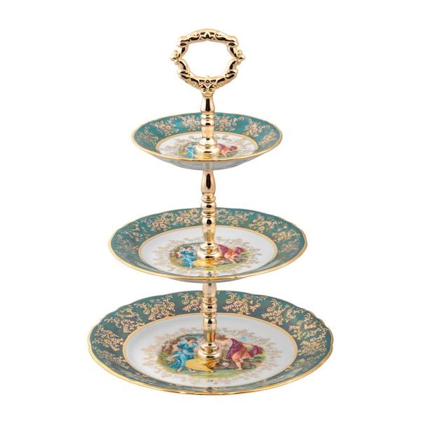  Đĩa 3 tầng Tiệp cô tiên xanh lá 