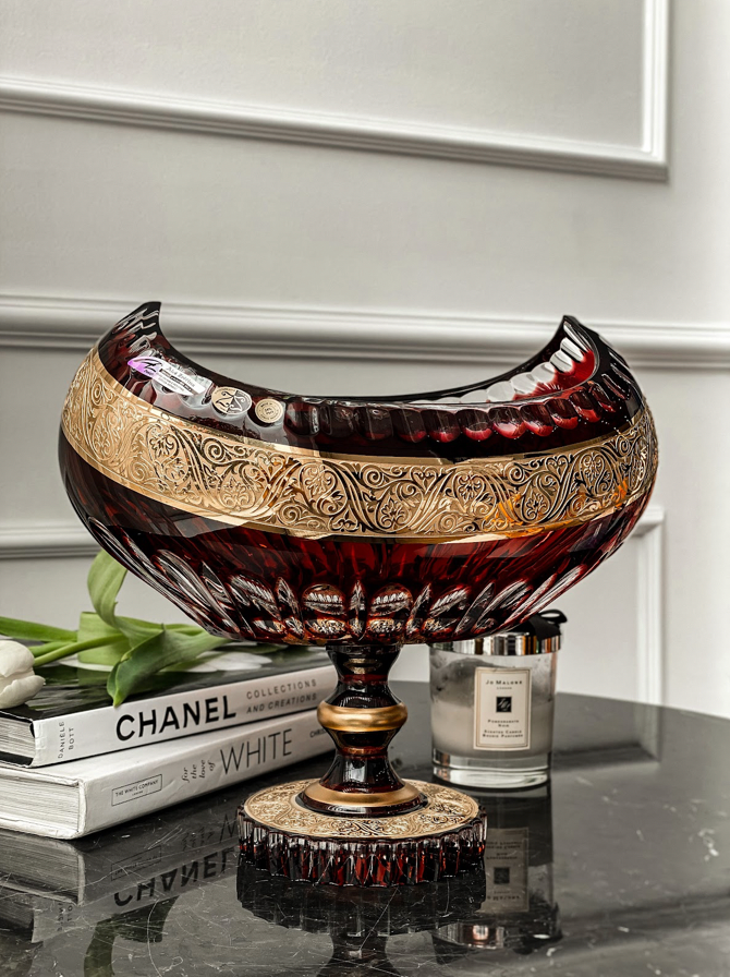  Chân bồng pha lê khảm vàng Gondola đỏ Ruby 