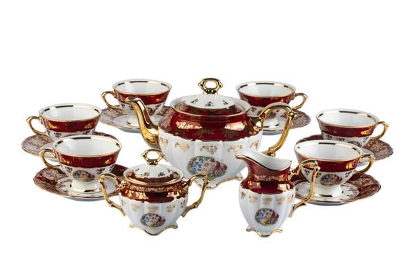  Bộ cà phê sứ Tiệp cô tiên đỏ 