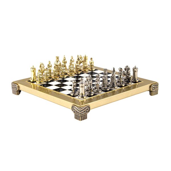  Bộ bàn cờ Byzantine Metal trắng đen 20cm Manopoulos 