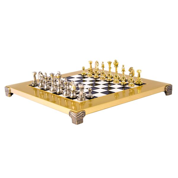  Bộ bàn cờ Byzantine Metal trắng đen 28cm Manopoulos 