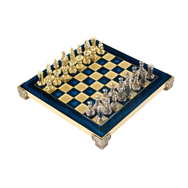  Bộ bàn cờ Byzantine Metal xanh dương 20cm Manopoulos 