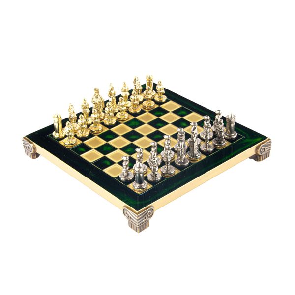  Bộ bàn cờ Byzantine Metal xanh lá 20cm Manopoulos 