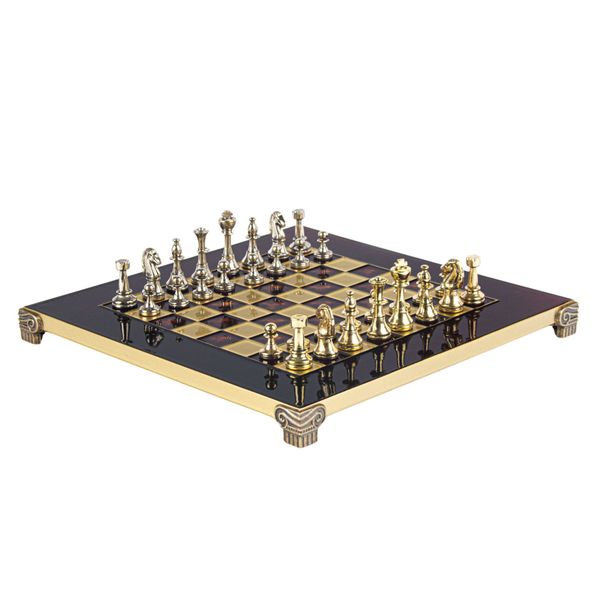  Bộ bàn cờ Classic Metal Staunton đỏ 28cm Manopoulos 