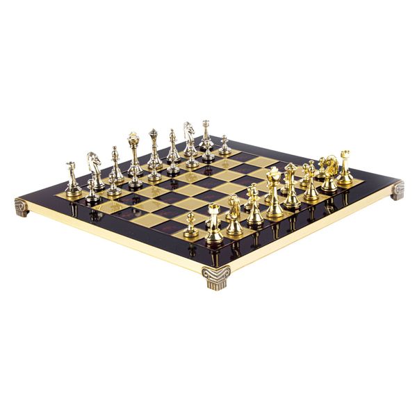 Bộ bàn cờ Classic Metal Staunton đỏ 36cm Manopoulos 