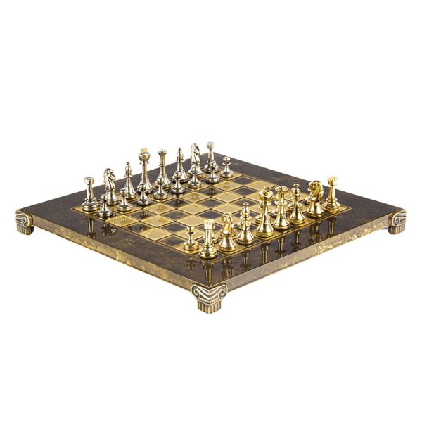  Bộ bàn cờ Classic Metal Staunton nâu 28cm Manopolous 