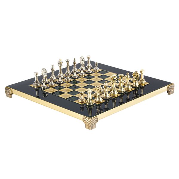  Bộ bàn cờ Classic Metal Staunton xanh lá 28cm Manopoulos 
