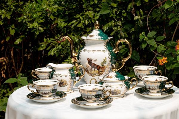  Bộ trà sứ Tiệp con thú xanh lá 