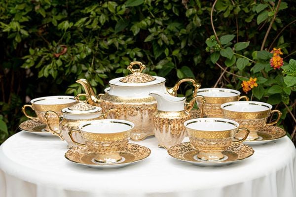  Bộ cà phê sứ Tiệp băng vàng vàng 