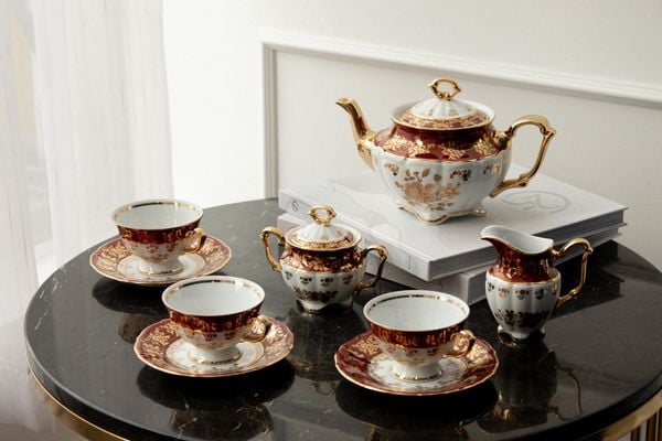 Bộ cà phê sứ Tiệp hoa hồng vàng đỏ 