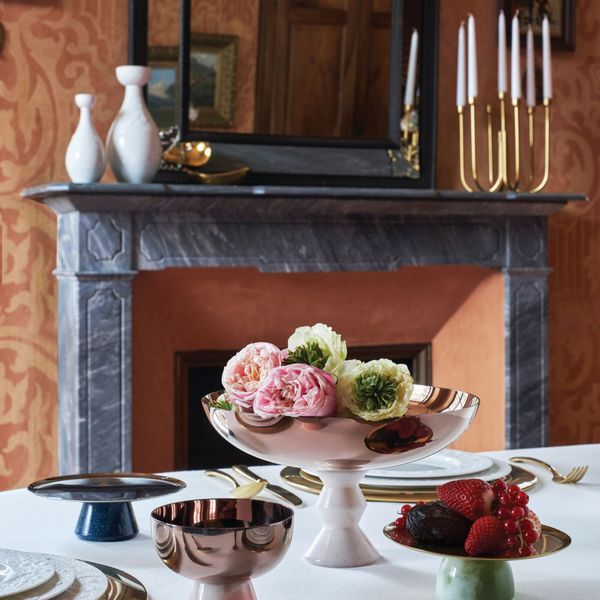  Đĩa chân bồng Madame Resin Mirror Steel Sambonet 