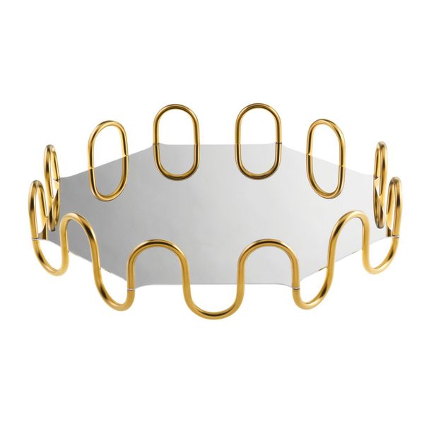  Khay bát giác Kyma Mirror PVD Gold 37x37cm Sambonet 