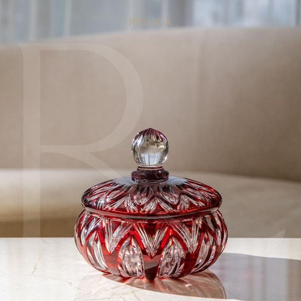  Thố Pha lê Lotus đỏ 16.5cm 