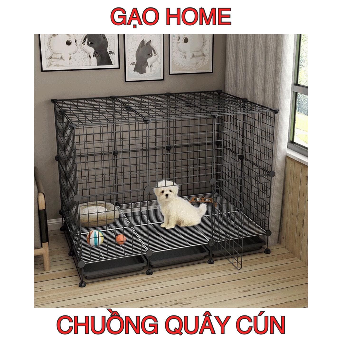  COMBO CHUỒNG THÚ ĐA NĂNG NHƯ HÌNH (25 tấm lưới + 1 cửa vuông + 6 lưới mắt nhỏ + 17 khung + 6 khay) - [TẶNG 70 CHỐT] 