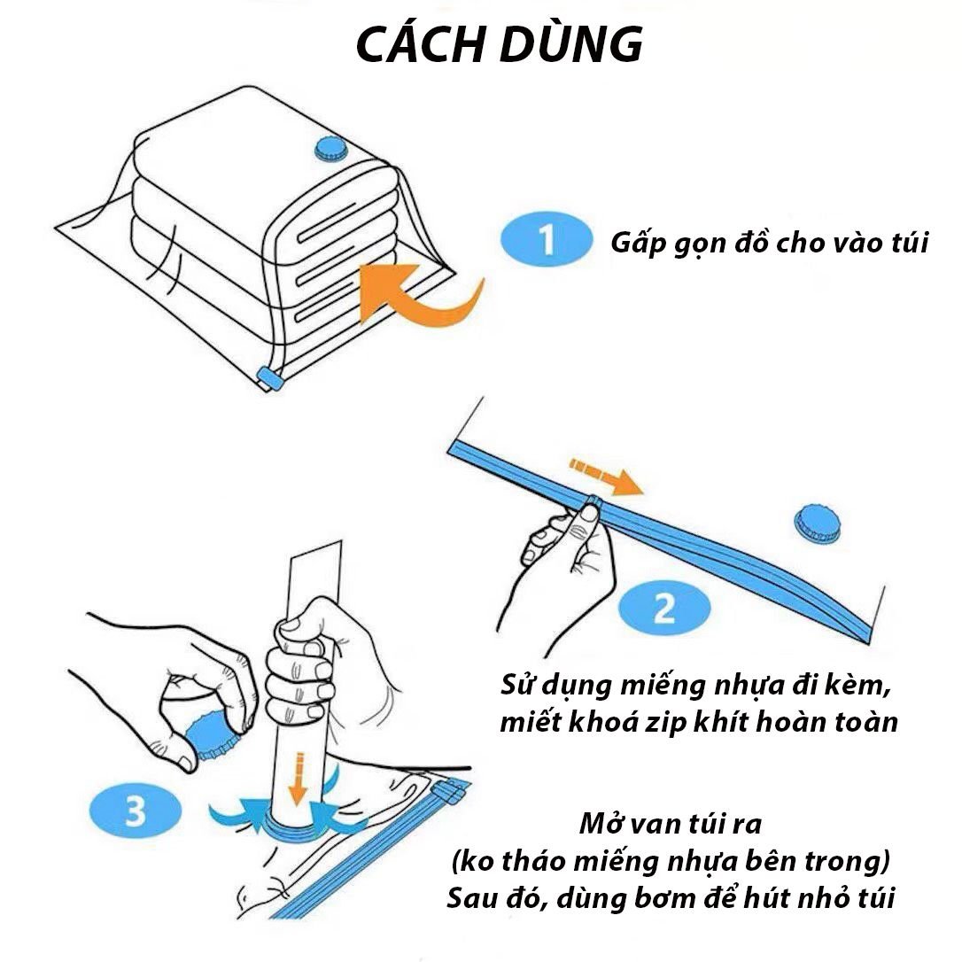  Túi Hút Chân Không Bảo Quản Quần Áo, Chăn Màn, Ga Gối 