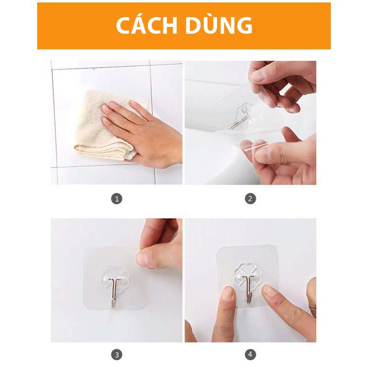  Móc dán tường trong suốt siêu dính chịu lực tốt 