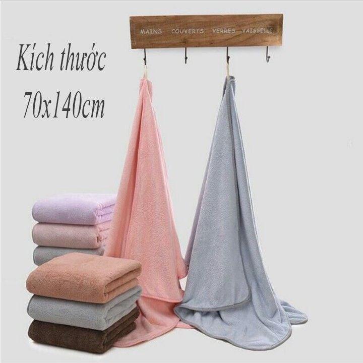  KHĂN TẮM Xuất Hàn Dày Dặn Mềm Mịn Lông Tuyết Loại To 1m4 x 70cm 