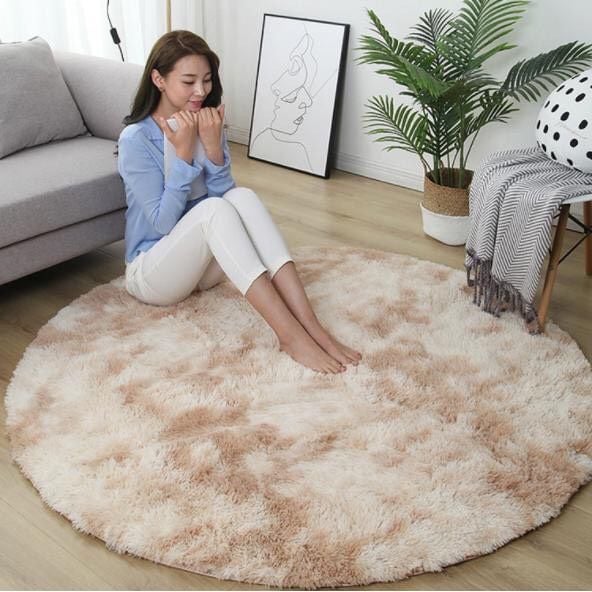  . Thảm tròn trải sàn 1m - trà sữa 